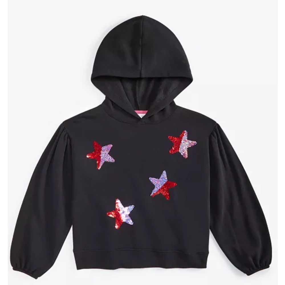 Epic Threads Black Hoodie with Glitter Stars